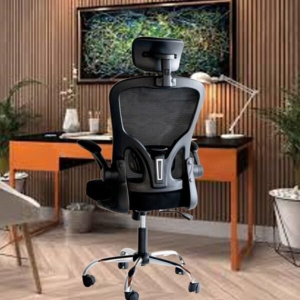 Cadeira de Escritório Executiva Presidente. Moderna com Apoio para Cabeça e Lombar - Preta. Selo de Conformidade Ergonômica NR-17 - Imagem 3