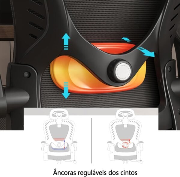 Cadeira de Escritório Ergonômica com Encosto Ajustável, Apoio de Cabeça, Suporte Lombar, Assento Confortável, Ideal para Home Office, Design Moderno e Durável (Preto) - Imagem 4