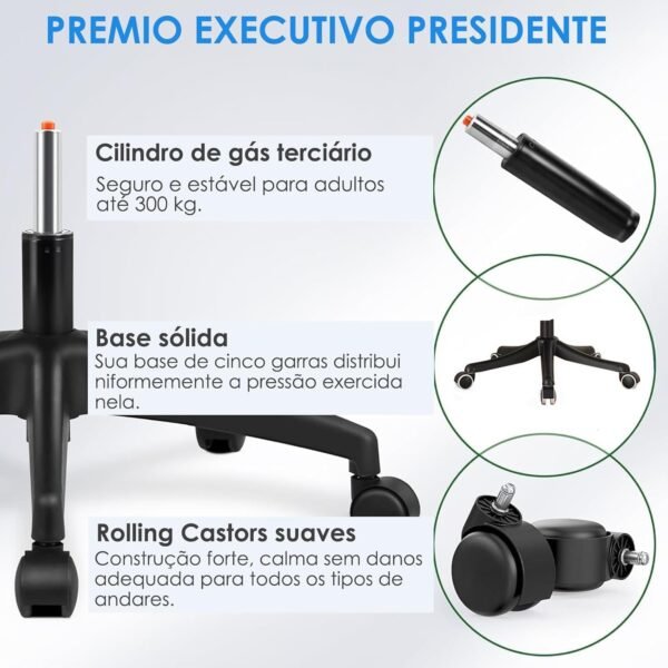 Cadeira Para Escritório, Design Ergonômico, Encosto de Cabeça Ajustável, A Almofada de Assento Espessada, Ajustada a 125°, Experiência de Suporte Atualizada (Preta) - Imagem 3
