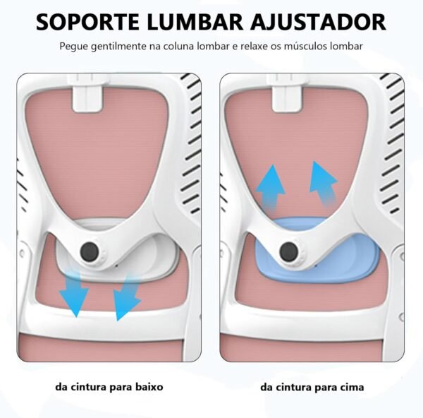 Cadeira de Escritório Ergonômica com Encosto Ajustável, Apoio de Cabeça, Suporte Lombar, Assento Confortável, Ideal para Home Office, Design Moderno e Durável (Rosa) - Imagem 3