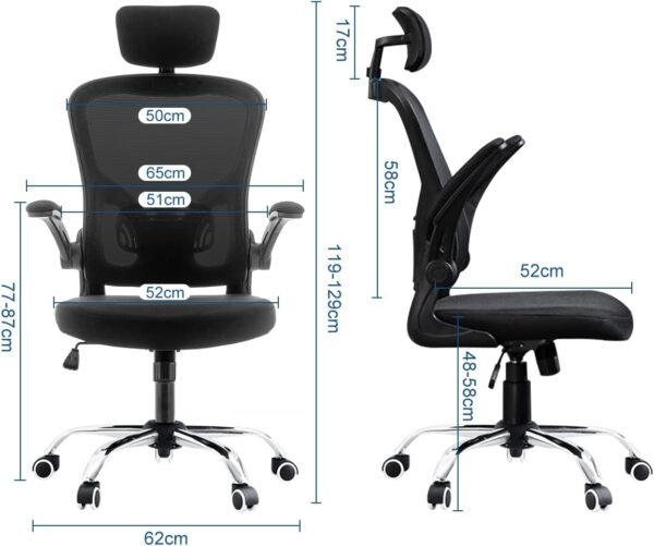 Cadeira De Escritório Presidente Ergonômica Giratória（Preto） - Imagem 2