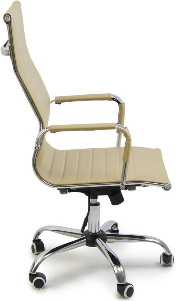 Cadeira Alta De Escritorio Esteirinha Giratoria Ergonomica (Bege) - Imagem 3