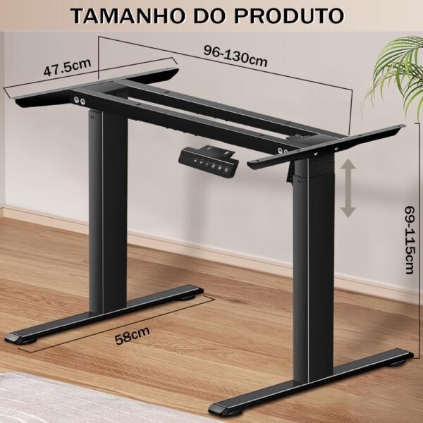 Mesa Regulagem Altura, Mesa Eletrica Ajustavel, Sem área de Trabalho, 47.5*(96~130)*(69~115) cm - Imagem 3