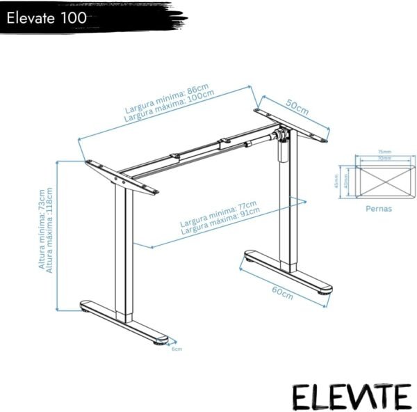 Mesa Regulagem de Altura Elétrico Elevate 100 (Preto) - Imagem 2