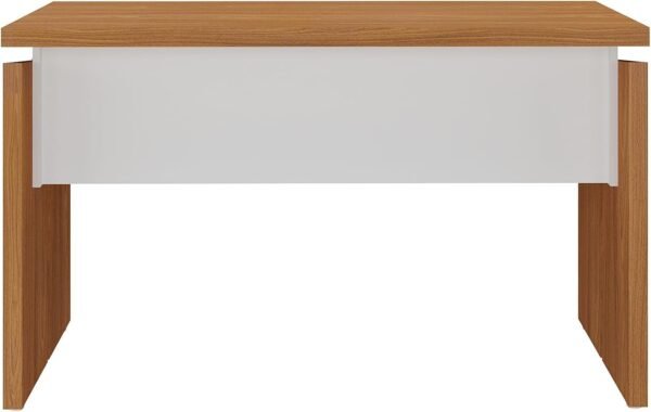 Mesa Retangular para Escritório Elegante e Moderna - Funcional e Ergonômica - Freijó com Branco Artany - Imagem 3