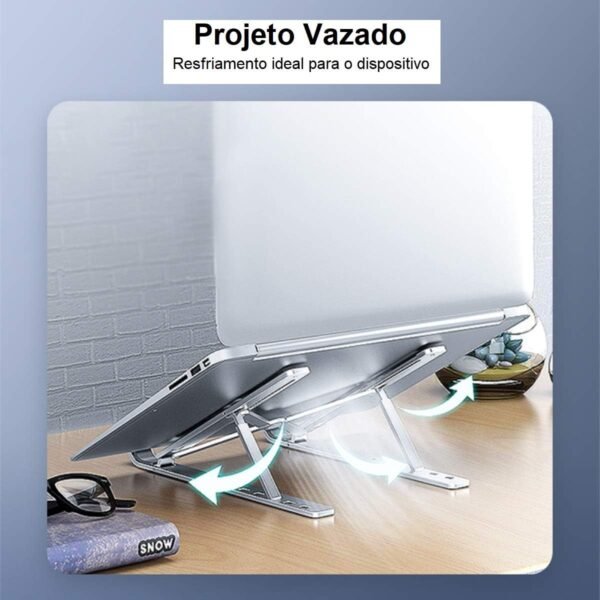 Suporte Para Notebook E MacBook em Alumínio com Altura Ajustável - Imagem 2