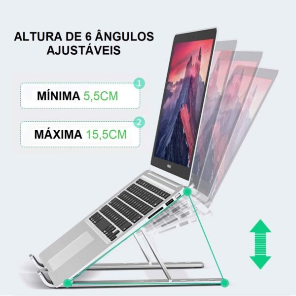 Suporte Para Notebook E MacBook em Alumínio com Altura Ajustável - Imagem 3