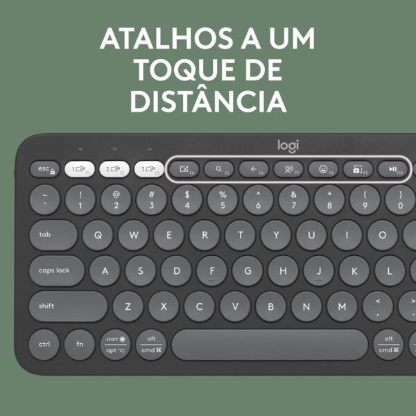Teclado sem fio Logitech Pebble Keys 2 K380s com Conexão Bluetooth Easy-Switch e Pilha Inclusa - Compatível com PC, Mac, Chrome OS, Android, iOS e Apple TV, Layout US - Grafite - Imagem 4