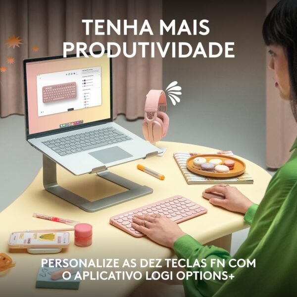 Teclado sem fio Logitech Pebble Keys 2 K380s com Conexão Bluetooth Easy-Switch e Pilha Inclusa - Compatível com PC, Mac, Chrome OS, Android, iOS e Apple TV, Layout US - Grafite - Imagem 7