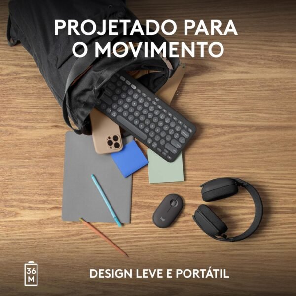 Teclado sem fio Logitech Pebble Keys 2 K380s com Conexão Bluetooth Easy-Switch e Pilha Inclusa - Compatível com PC, Mac, Chrome OS, Android, iOS e Apple TV, Layout US - Grafite - Imagem 8