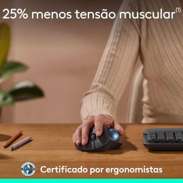 Mouse sem fio Logitech Trackball ERGO M575S com Cliques Silenciosos, Controle Fácil do Polegar, Rastreamento Preciso e Suave, Conexão Bluetooth e USB Logi Bolt - Compatível com PC/Mac - Imagem 4