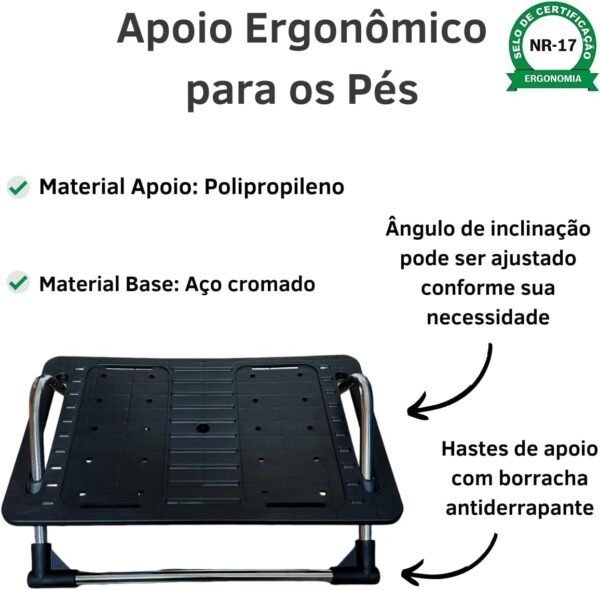 Genérica, Descanso Ergonômico Para Pés Apoio Pé Inclinável Escritório - Imagem 3