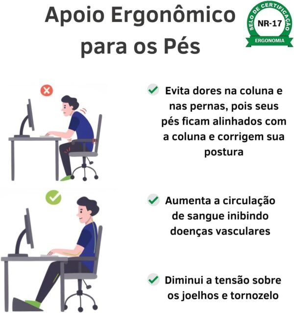 Genérica, Descanso Ergonômico Para Pés Apoio Pé Inclinável Escritório - Imagem 5