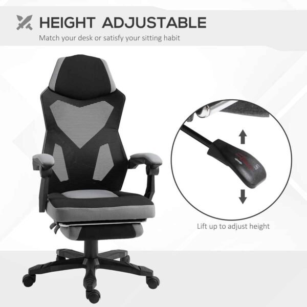 Cadeira Gamer Ergonômica, Encosto Reclinável, Apoio de Braços Ajustável, Suporte Lombar, Preto e Branca - Suporta 120kg - Imagem 3