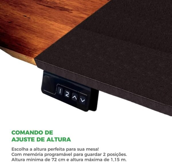 Mesa Elétrica Ergométrica com Regulagem de Altura, Preta e Marrom, Mixtou - Imagem 3
