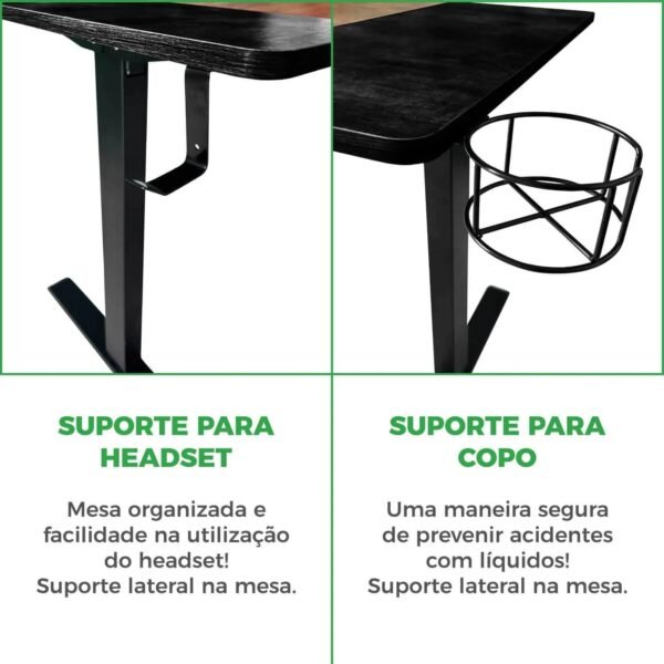 Mesa Elétrica Ergométrica com Regulagem de Altura, Preta e Marrom, Mixtou - Imagem 4