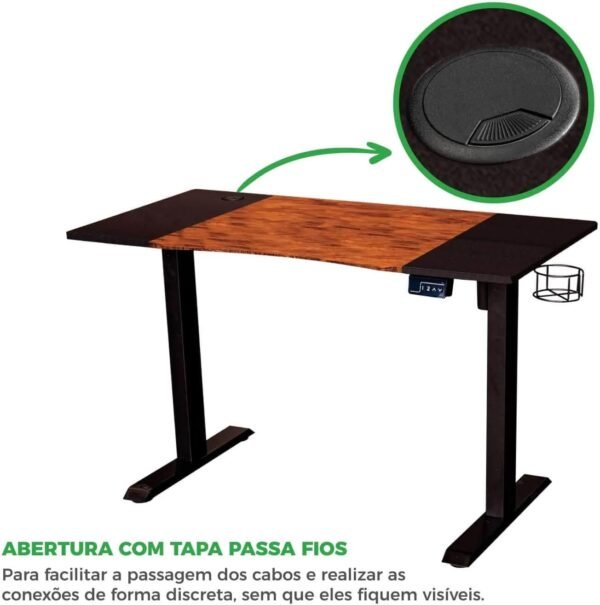 Mesa Elétrica Ergométrica com Regulagem de Altura, Preta e Marrom, Mixtou - Imagem 5