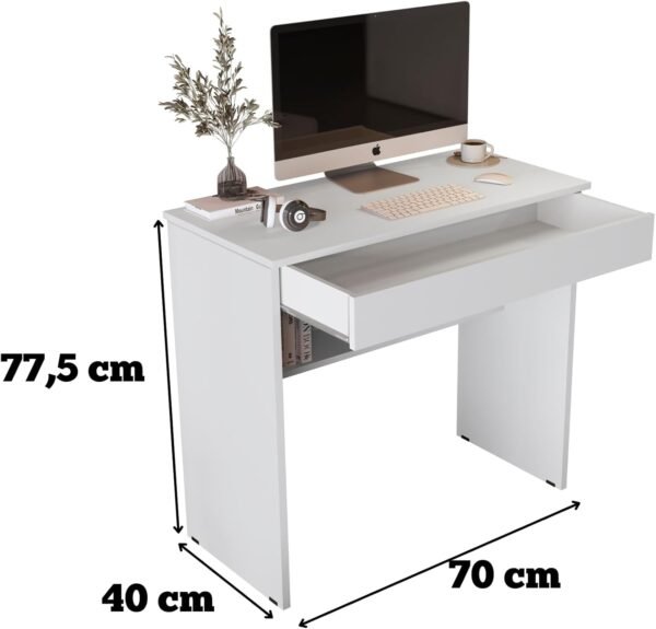 Escrivaninha para Escritório Compacta p/Estudo Home Office Escritório Trabalho Branco - Imagem 2
