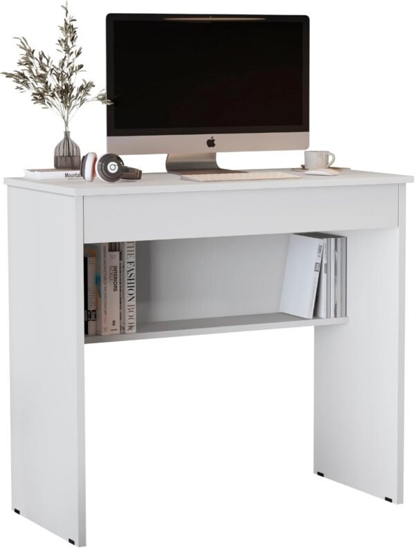 Escrivaninha para Escritório Compacta p/Estudo Home Office Escritório Trabalho Branco - Imagem 3