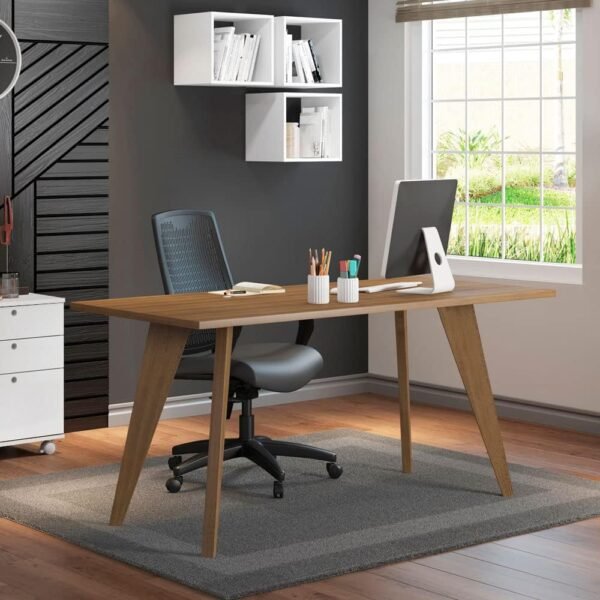 Mesa Madesa Retangular para Escritório com Tampo de Madeira 5319 - Imagem 2