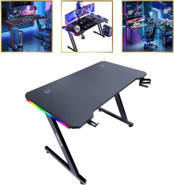 Mesa Gamer Escrivaninha Iluminação Rgb - Imagem 2