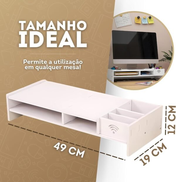 Mesa Monitor Suporte Para Notebook De MDF Stand Desk Base Home Organizador Office Setup - Imagem 3