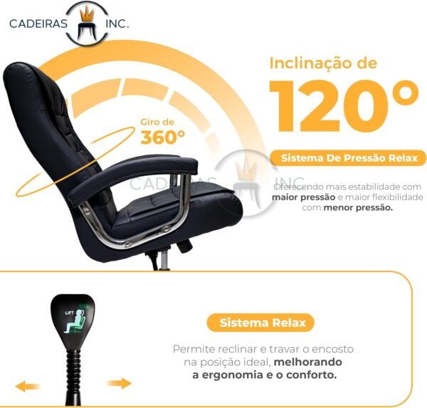 Cadeira Ergonômica para Escritório Escrivaninha Presidente Big Com 42 Molas Ensacadas, Pillow Top no Assento e Encosto, Cadeiras Inc Executiva Preta - Imagem 4