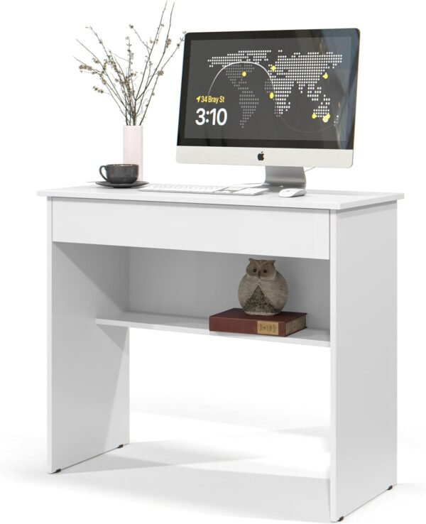 Mesa Escrivaninha Branco Com 1 gav Notebook Office Compact Vitória Branca - Imagem 3