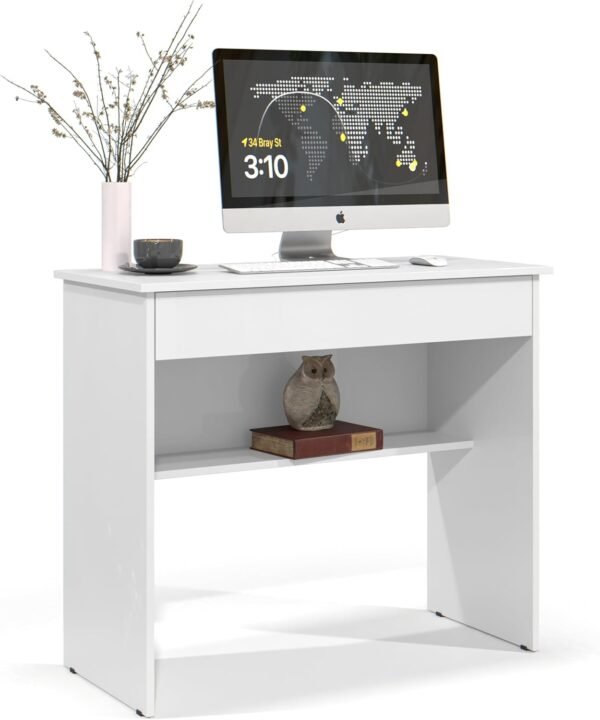 Mesa Escrivaninha Branco Com 1 gav Notebook Office Compact Vitória Branca - Imagem 4