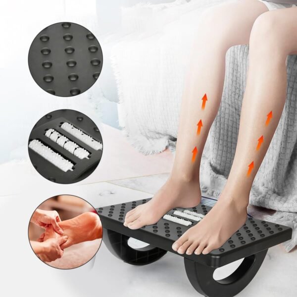 Apoio para Pés Embaixo Da Mesa Com Rodas De Massagem Rotação de 180 Graus Apoio Ergonômico para os Pés Preto - Imagem 3