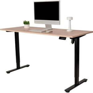 Mesa com Regulagem de Altura Elétrica - Active Desk (Carvalho com base Preta, 120x60cm)