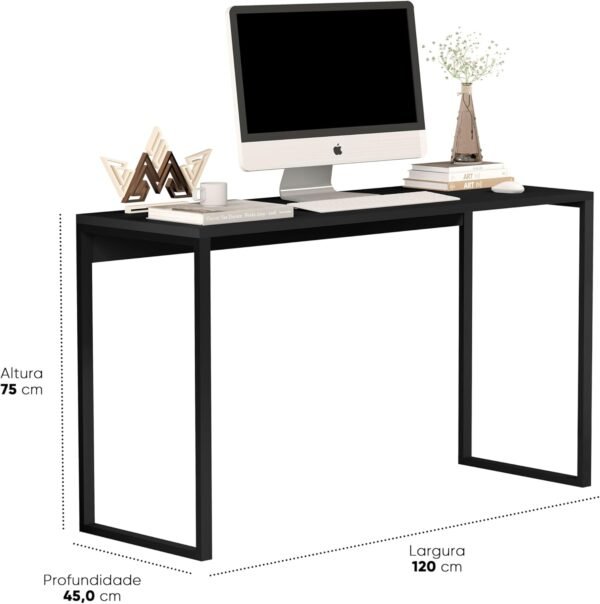 Mesa Escrivaninha Estilo Industrial Escritório Office 120cm Loft (Preto) - Imagem 2