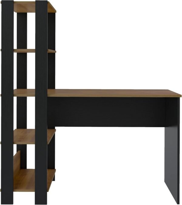 Escrivaninha com Estante Lateral MATCH cor Preto/Pinho - Artely - Imagem 6