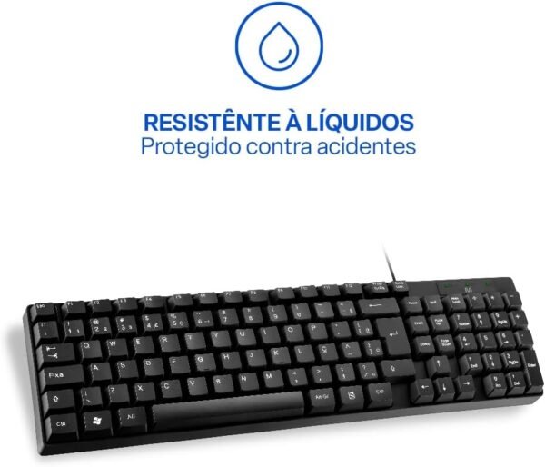 Teclado Com Fio Compacto Conexão USB Cabo de 120cm Resistente Água Preto Multi (Multilaser) - TC193 - Imagem 3