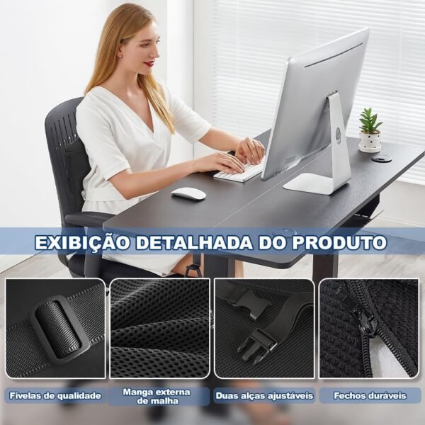 Encosto Lombar, Almofada Lombar, Apoio Lombar, Encosto Lombar para Cadeira, Apoio Lombar Ergonômico Corretor Postural Suporte Ortopédico Confortável, Apoio Lombar Cadeira Escritório - Imagem 3