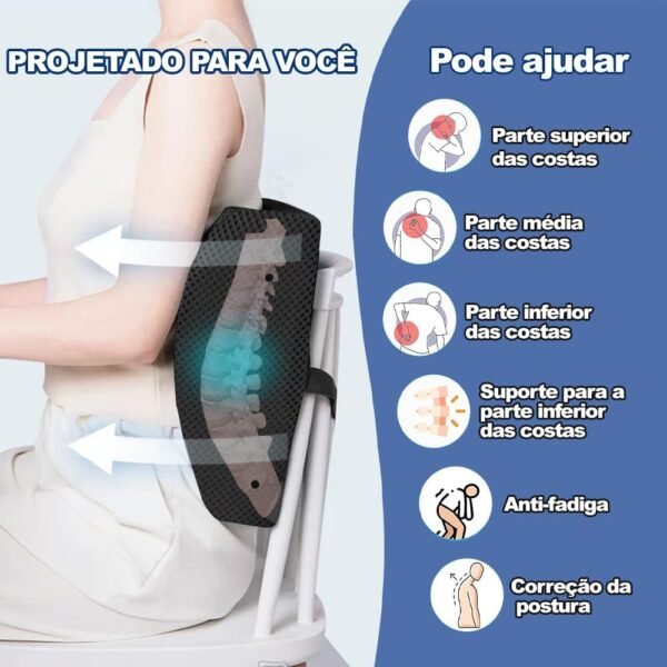 Encosto Lombar, Almofada Lombar, Apoio Lombar, Encosto Lombar para Cadeira, Apoio Lombar Ergonômico Corretor Postural Suporte Ortopédico Confortável, Apoio Lombar Cadeira Escritório - Imagem 4