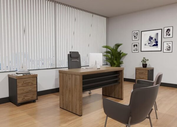Mesa para Escritório 135cm Tamburato Elegante Executiva Artany Charuto/preto - Imagem 7