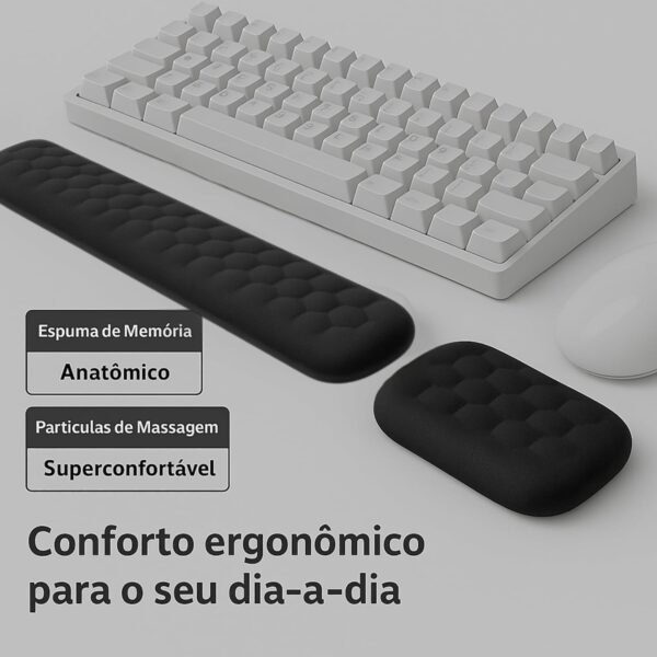 Suporte Ergonomico de Pulso, Teclado e Mouse, Apoio de Punho, Espuma de Memória - Imagem 3