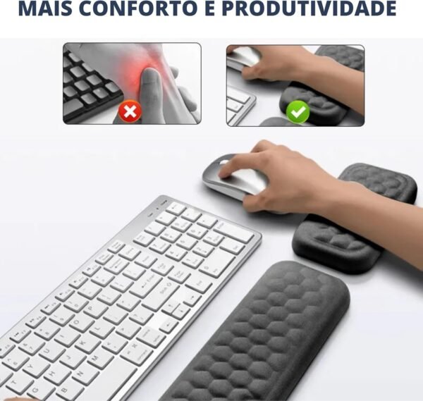 Suporte Ergonomico de Pulso, Teclado e Mouse, Apoio de Punho, Espuma de Memória - Imagem 4