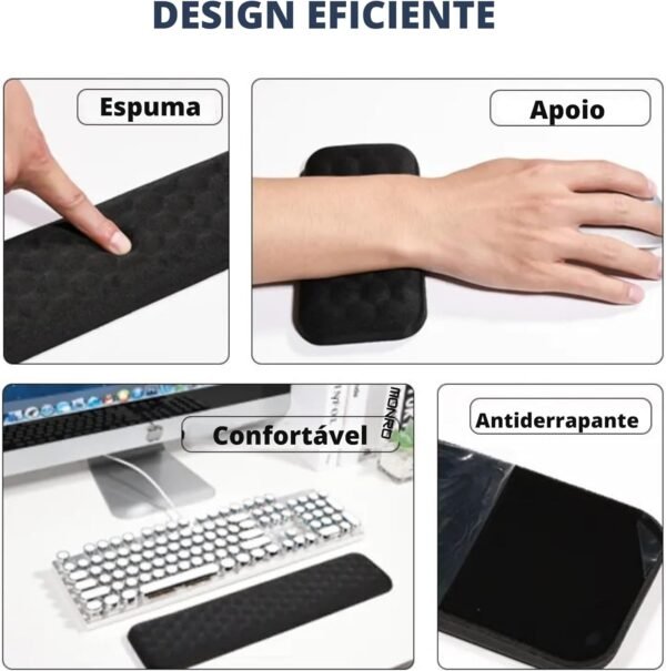 Suporte Ergonomico de Pulso, Teclado e Mouse, Apoio de Punho, Espuma de Memória - Imagem 5