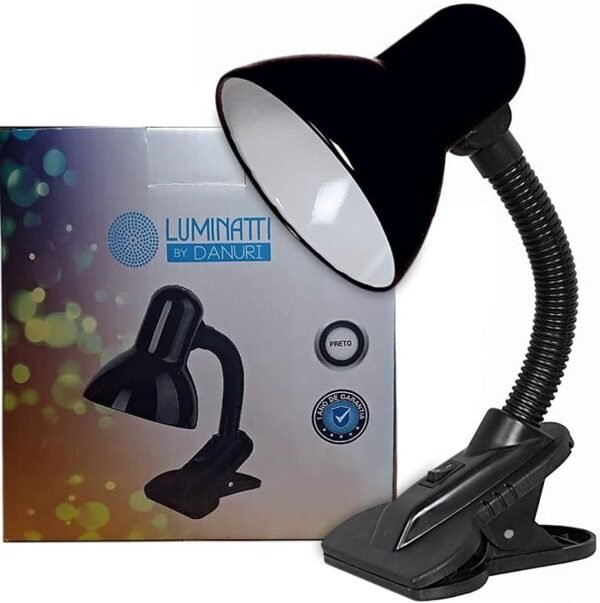 Luminária De Mesa Articulada Viking Clip Estudo Escritório Cor: Preto - Imagem 2