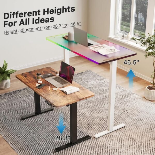 JYLH JOYSEEKER Estação de trabalho com moldura de mesa elétrica, pernas de mesa de pé ajustáveis em altura, base ergonômica para mesa de 99 a 160 cm, preta - Imagem 3