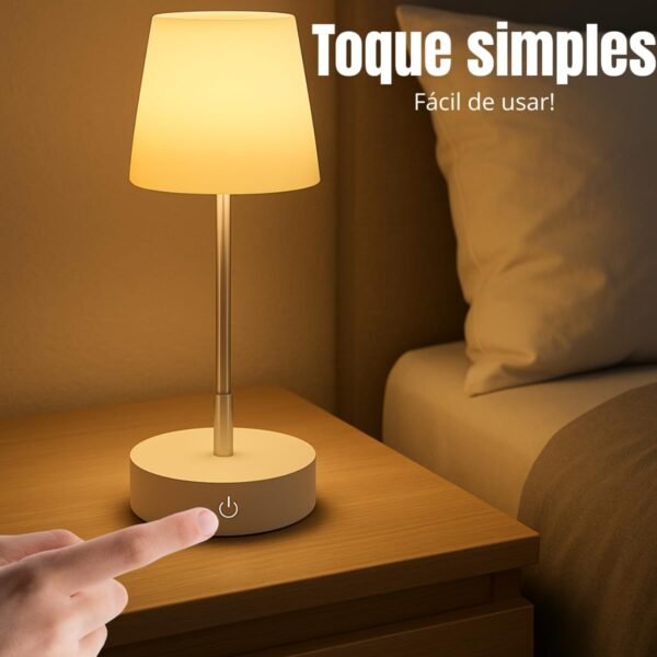 Luminária Abajur de Mesa LED Ajustável com Carregamento USB – Iluminação Inteligente e Funcional para Seu Espaço - Imagem 3