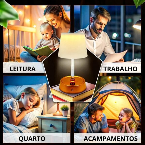 Luminária Abajur de Mesa LED Ajustável com Carregamento USB – Iluminação Inteligente e Funcional para Seu Espaço - Imagem 5