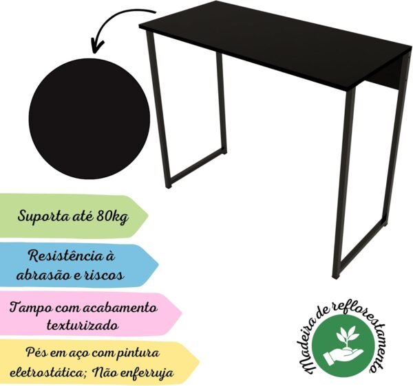 Escrivaninha Mesa Industrial Escritório Notebook Home Office - Imagem 8