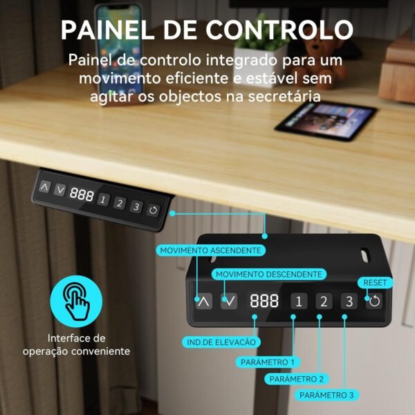 Em forma de L Mesa Eletrica Ajustavel, Estrutura para Mesa de pé Elétrica com Pernas de Mesa Ajustáveis em Altura Estrutura para Mesa de pé Sentada de até 119 cm - Imagem 4