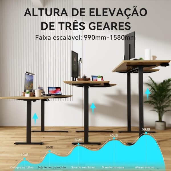 Em forma de L Mesa Eletrica Ajustavel, Estrutura para Mesa de pé Elétrica com Pernas de Mesa Ajustáveis em Altura Estrutura para Mesa de pé Sentada de até 119 cm - Imagem 5