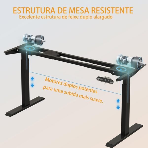 Barhoss Escrivaninhas,Mesa Elevatória Elétrica,Mesa ajustável 160 x76cm,Motor duplo, Mesa de escritório em casa,Altura ajustável, Gama de ajuste de altura 69-115cm - Imagem 5