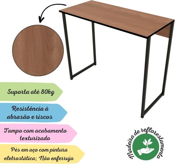 Escrivaninha Mesa Industrial Escritório Notebook Home Office - Imagem 8