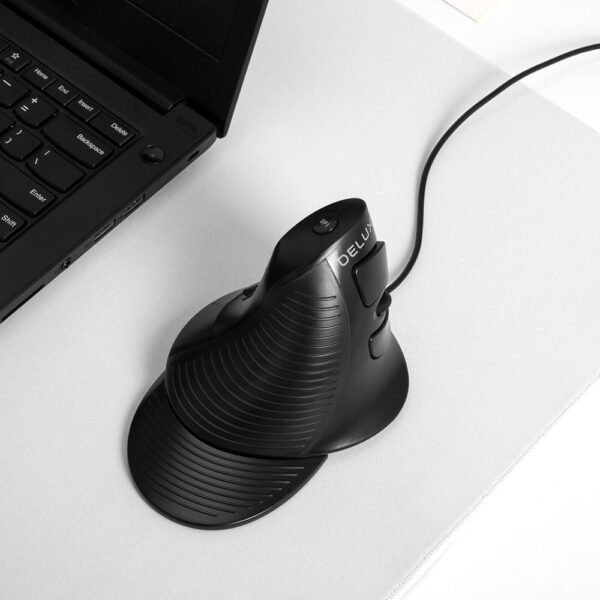 DeLUX Mouse Ergonômico Vertical com Fio, 6 Btões Programáveis, 4200DPI, Clique Silencioso, Descanso Removível para as Mãos, Reduz a Dor no Pulso e o Túnel do carpo (M618XU-Preto) - Imagem 8